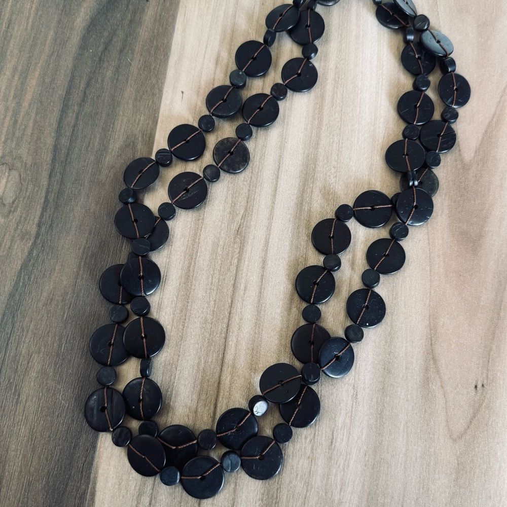 Black Circles Long Costume Necklace